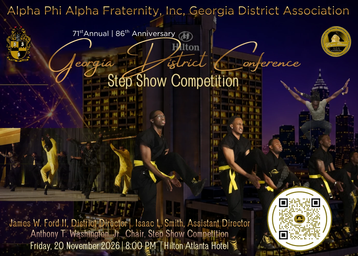 Step Show Competition flyer, Friday, 20 November 2026, 8:00 PM, Hilton Atlanta Hotel.